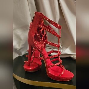 Vince Camuto Red Strappy Stilletos sz 6 1/2